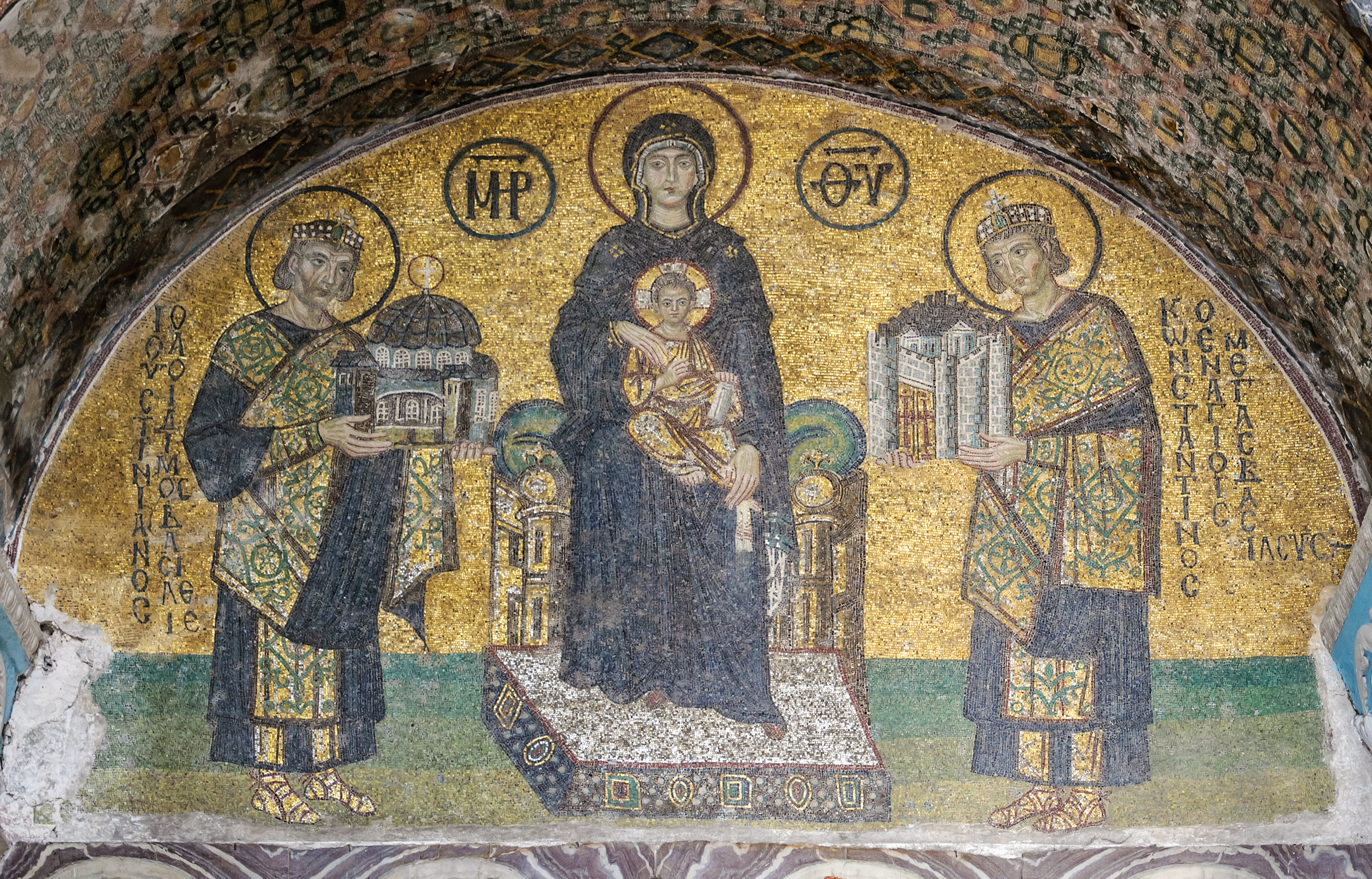 Mosaïques de l'entrée sud-ouest de Sainte-Sophie (Istanbul, Turquie)